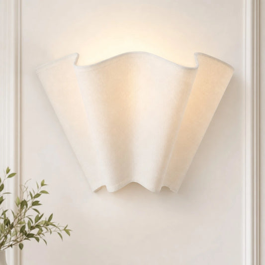 Rythlen Modern Ivory Floral Linen Wall Lamp