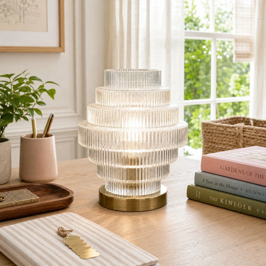 Urenna Transparent Ribbed Glass Table Lamp