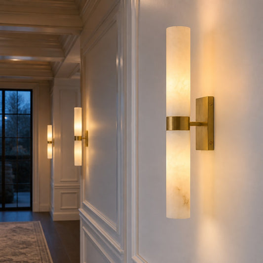 Marcellus Modern Alabaster Double Tube Wall Sconce