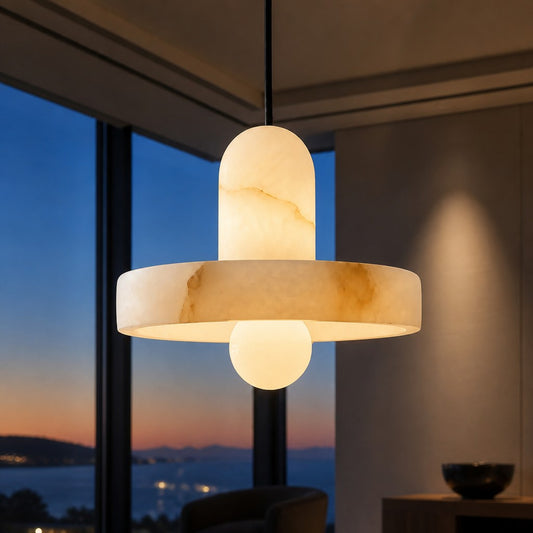Eivis French Round Copper Stone Pendant Light