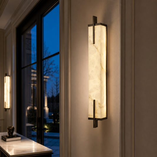Kaius Modern Rectangle Alabaster Wall Sconce