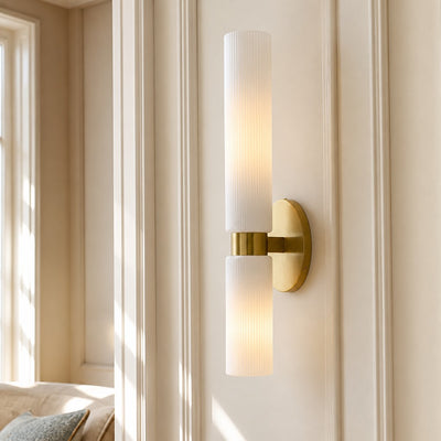Polar Modern Fluted Glass Double Asymmetrical Sconce