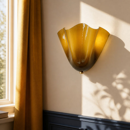 Nikolas Mid-Century Modern Seashell Glass Wall Sconce