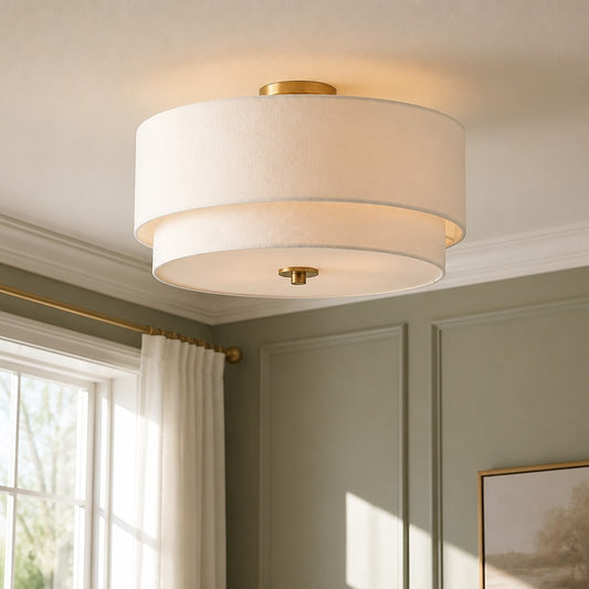 Kieve Nordic Multi-Layer Linen Semi Flush Mount Light