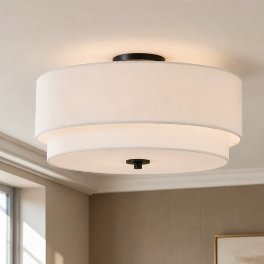 Kieve Nordic Multi-Layer Linen Semi Flush Mount Light