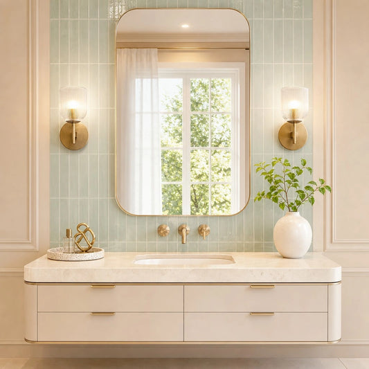 Kelila Farmhouse Cooper Ribbed Glass Wall Sconce