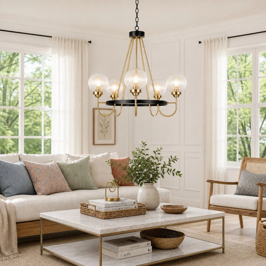 Xiren Luxury 5-Light Adjustable Wagon Wheel Chandelier