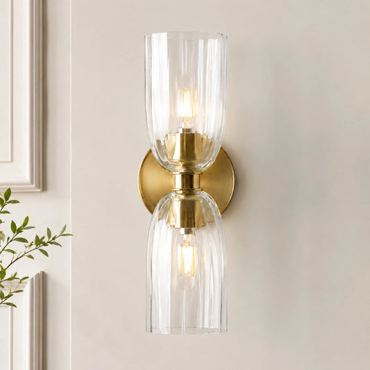 Jylis Modern Fluted Glass 2-Light Wall Sconce