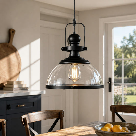 Retro Industrial Glass Globe Metal Pendant Light