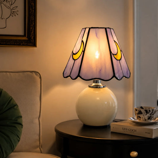 Cerys Mushroom Tiffany Moon Ceramic Table Lamp