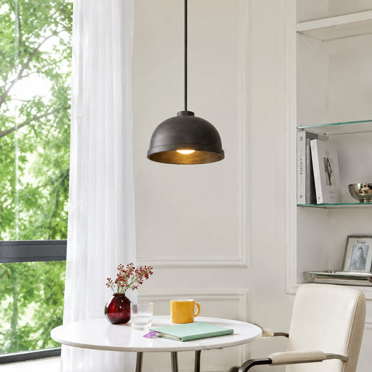 Tolyra Black Cast Aluminum Dome Pendant Light