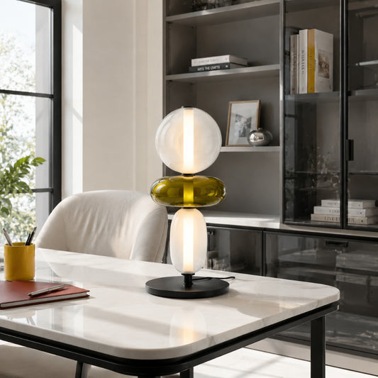 Varenis Minimalist Nordic Glass Pumpkin-Shaped Table Lamp