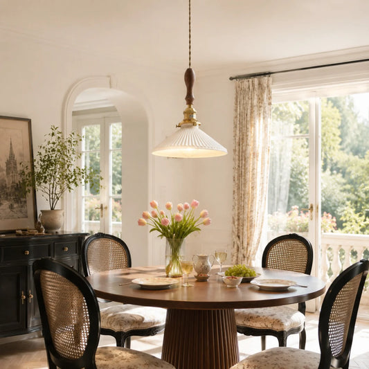 Ceramic Wood Brass Pendant Light - 108PL