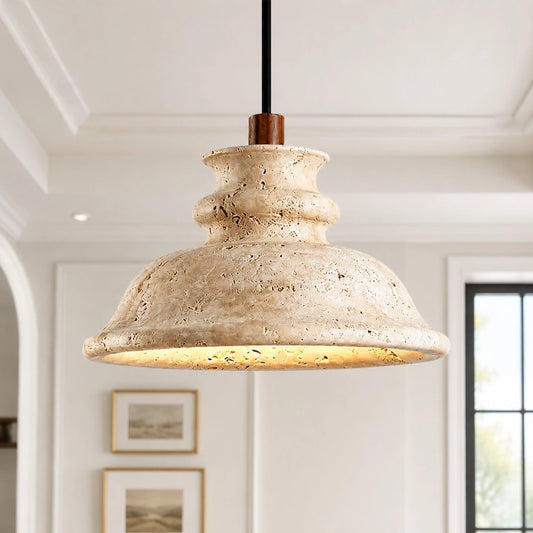 Rynley Wabi-Sabi Bell Travertine Pendant Light