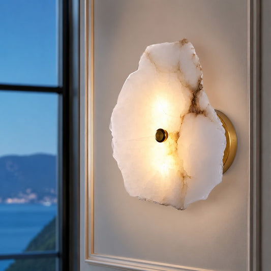 Maelis Modern Stacked Floral Slice Alabaster Wall Lamp