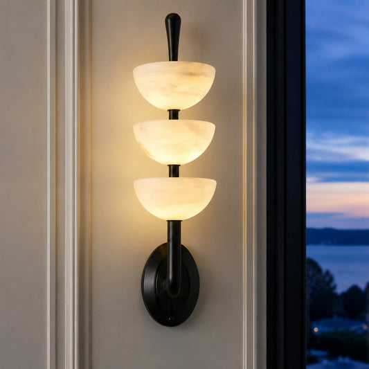 Tindre Modern Tiered Bowl Alabaster Wall Lamp