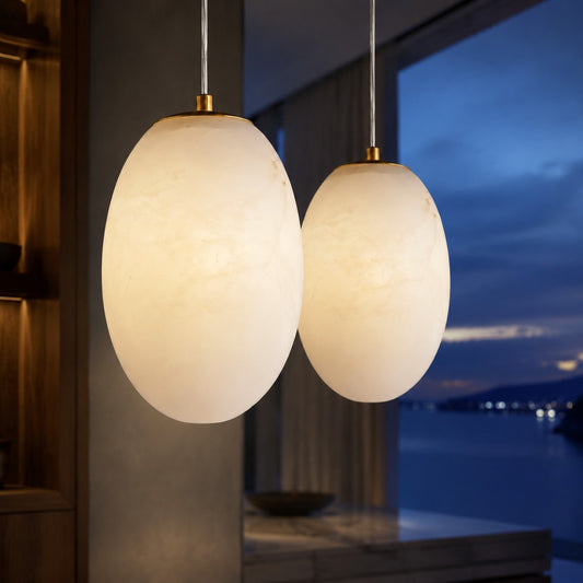 Elrik Modern Globe Alabaster Pendant Lamp