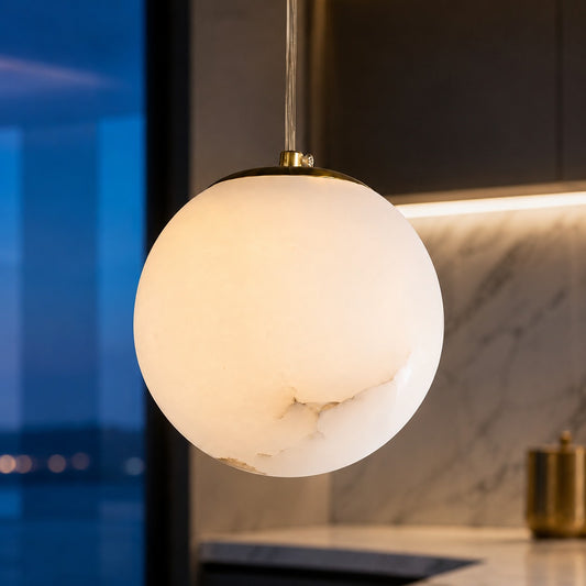 Elrik Modern Globe Alabaster Pendant Lamp