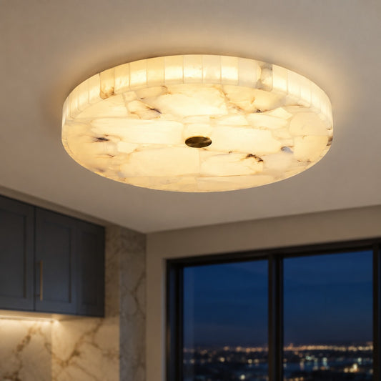 Ezra Modern Alabaster Round Ceiling Light