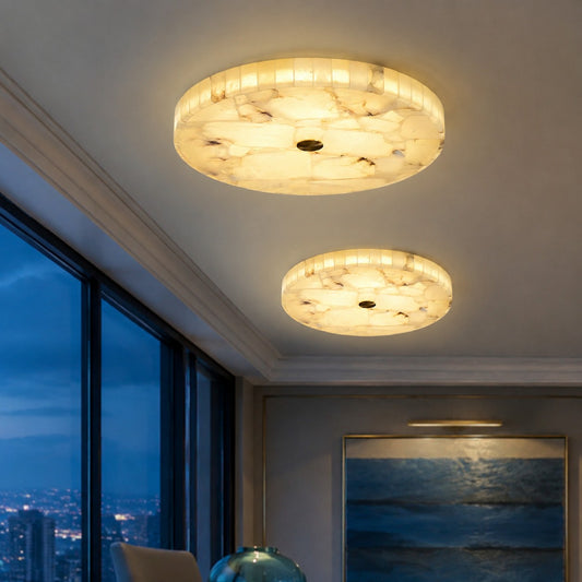 Ezra Modern Alabaster Round Ceiling Light