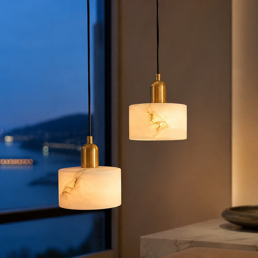 Liorin Modern Multi-Light Short Cylinder Alabaster Pendant Light