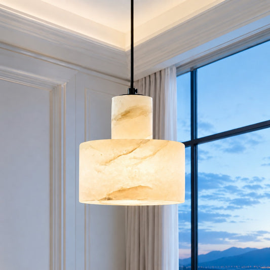 Kusti Modern Cylinder Alabaster Mini Pendant Light