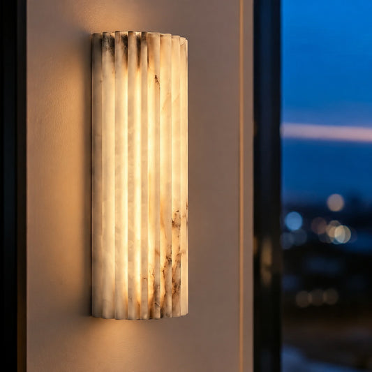 Nolana Modern Vertical Fluted Alabaster Wall Lamp