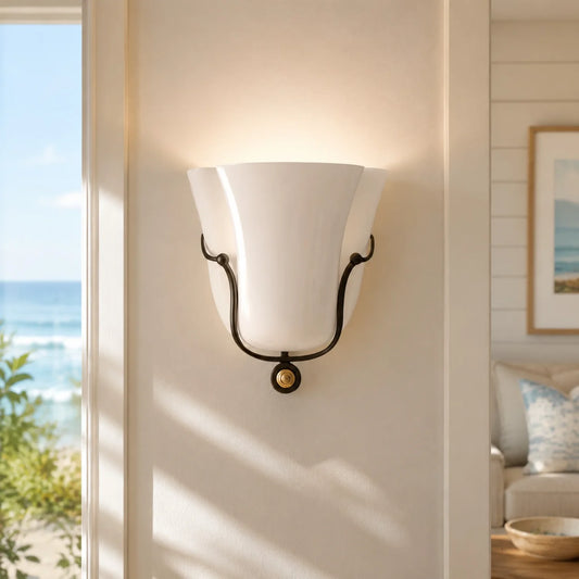 Modern Minimalist Ceramic Tulip Shape Wall Light