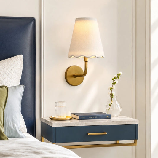 Wrenly Scalloped-shape Linen Wall Sconce
