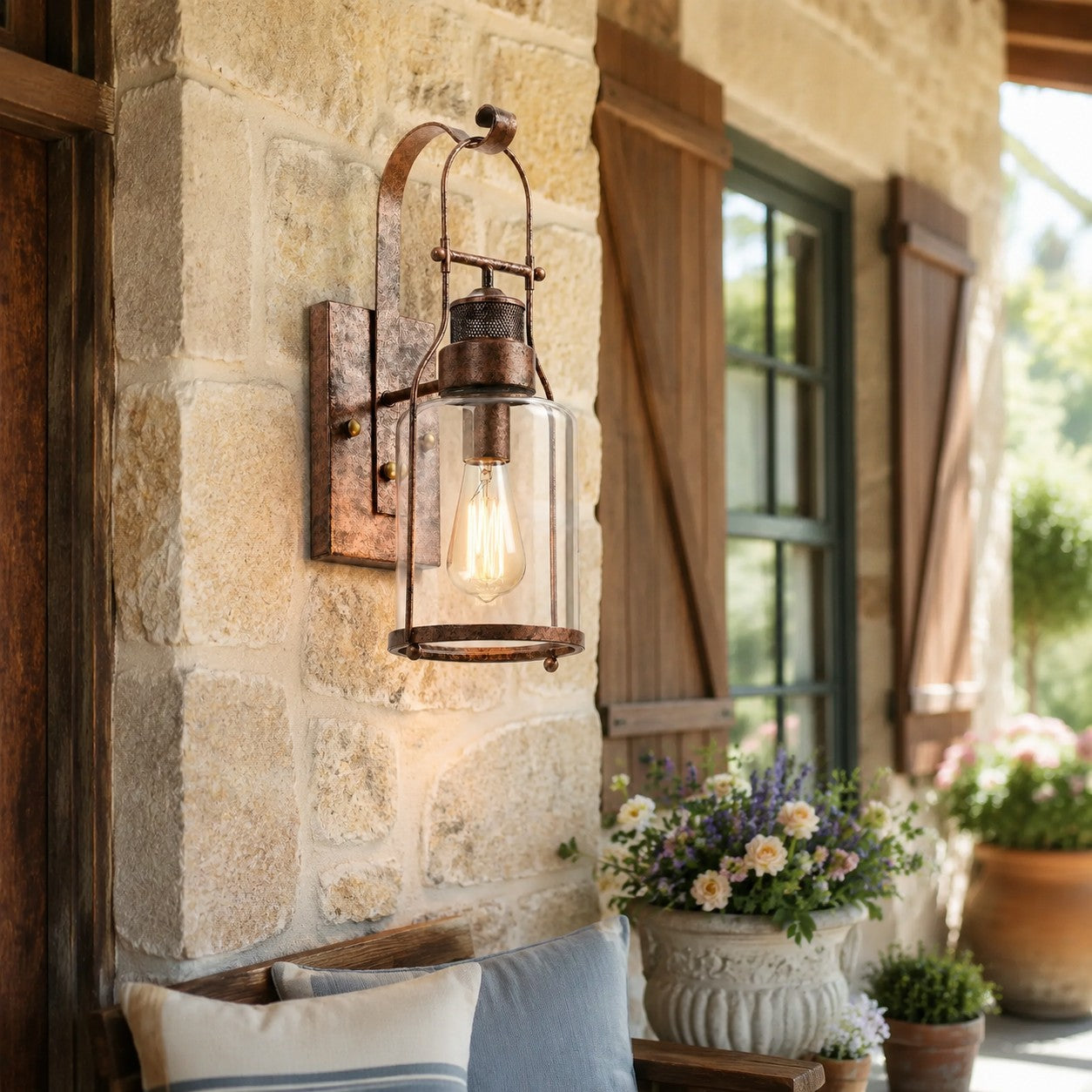 Dakota Industrial Metal Glass Jar Wall Sconce | Mergelighting