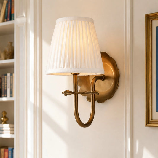 Sandra Vintage Pleated Cotton Shade Wall Sconce