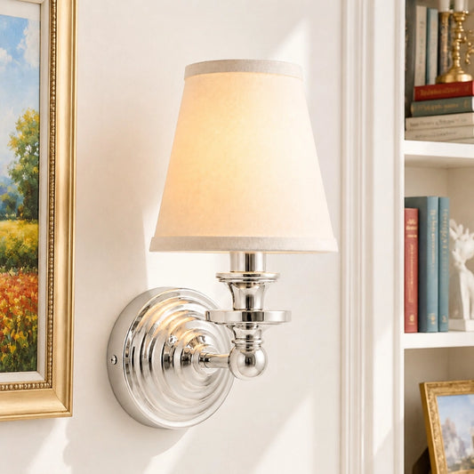 Scarlett Retro Brass Linen Shade Wall Sconce