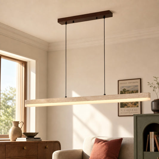 Isoldel Wabi-Sabi Natural Travertine Linear Pendant Light