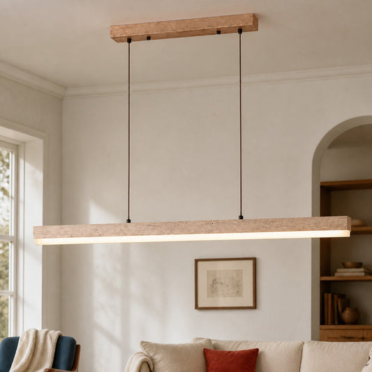 Isoldel Wabi-Sabi Natural Travertine Linear Pendant Light