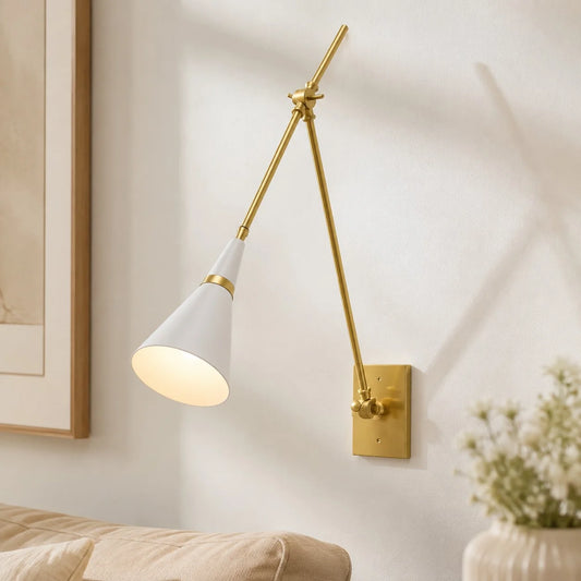 Oona Modern Adjustable Swing Arm Brass Wall Light
