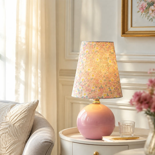 Retro Floral Ceramic and Fabric Table Light