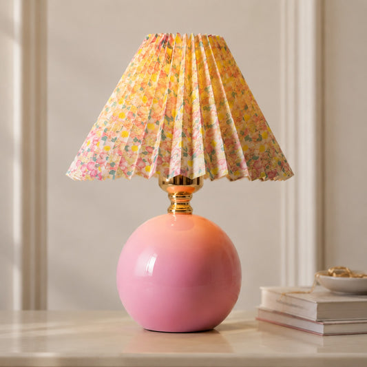 Retro Floral Ceramic and Fabric Table Light
