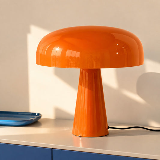 Sofia Minimalist Metal Bauhaus Orange Mushroom Table Lamp for Bedroom