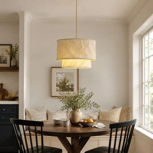 Sophia Natural Fabric Tiered Pendant Light