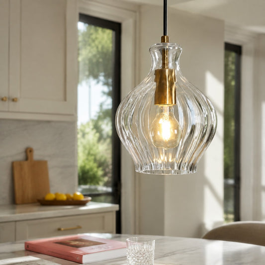Eadlin Mid-century Modern Brass Pendant Light