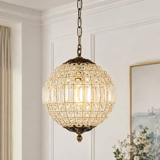 Voss French Vintage Luxury Crystal Globe Chandelier