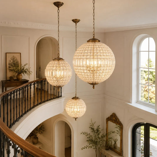 Voss French Vintage Luxury Crystal Globe Chandelier