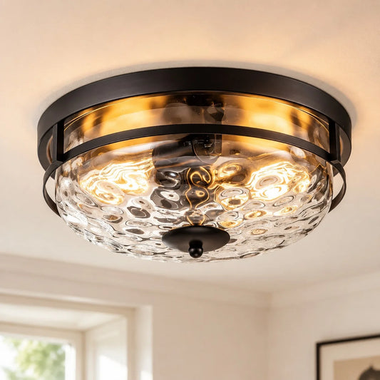 Thomas 2-Light Water Glass Shade Flush Mount Ceiling Light
