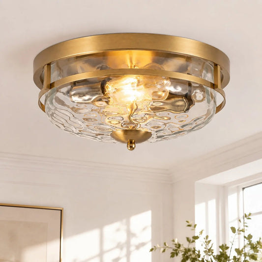 Thomas 2-Light Water Glass Shade Flush Mount Ceiling Light