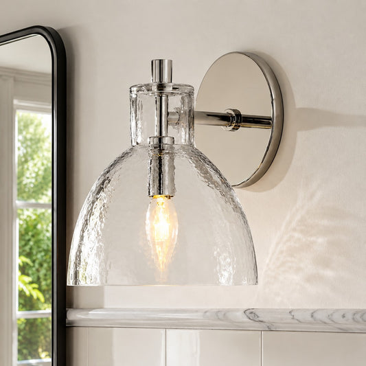 Yvette Vintage Dome Hammered Glass Wall Sconce