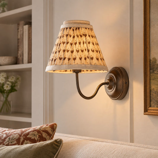 Drenor Vintage Farmhouse Fabric Pleated Wall Light