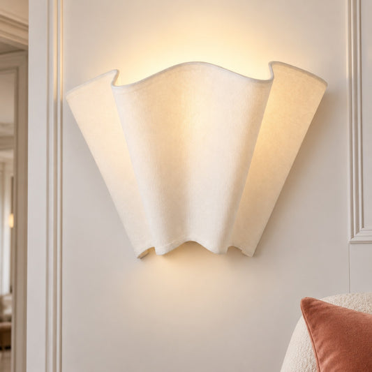 Rythlen Modern Ivory Floral Linen Wall Lamp