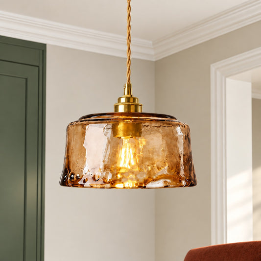 Hesper Vintage Drum Cloud Glass Pendant Light