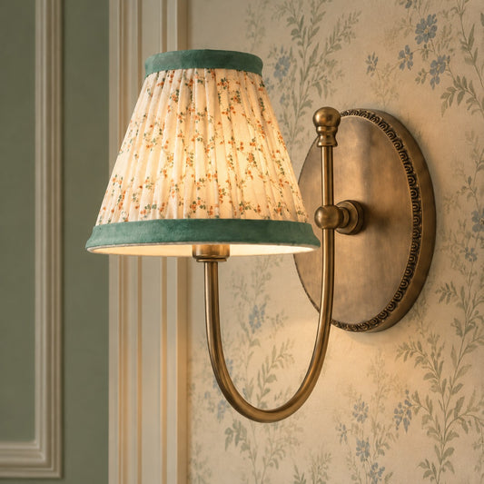 Joren Vintage Brass Fabric Drum Wall Sconce