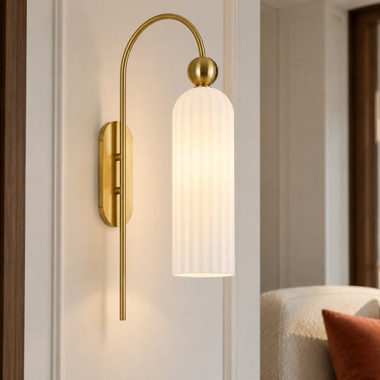 Rowena Antique Cylinder Vertical Fluted Glass Wall Sconce